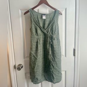 Patagonia Island hemp striped faux wrap dress